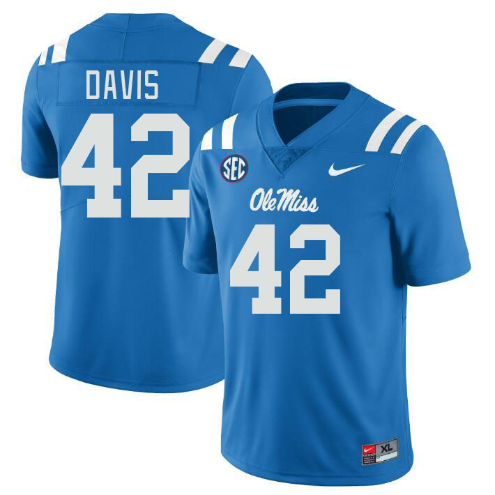 Men #42 Dylan Davis Ole Miss Rebels College Football Jerseyes Stitched Sale-Powder Blue